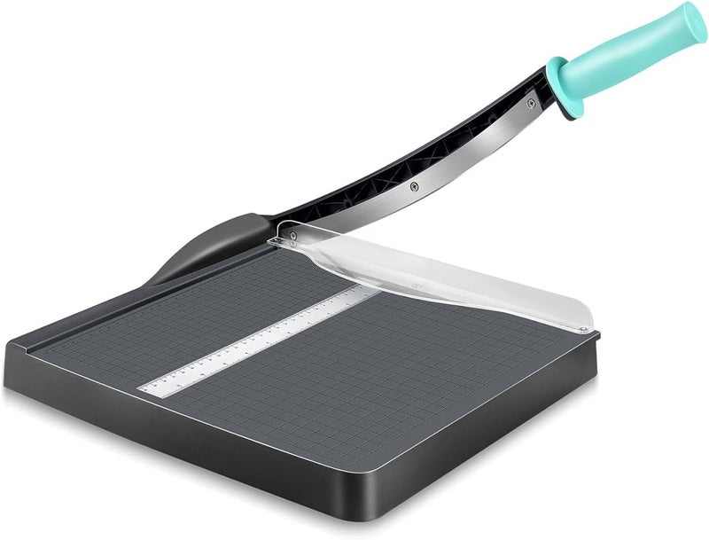 Hmseng Paper Cutter, A4 Paper Trimmer with Safety Guard, 12" Cut Length Paper Cutting Board, Guillotine Trimmer with 16 Sheets Capacity, Paper Slicer for Scrapbooking Craft, Coupon, Label, Cardstock - Image 1